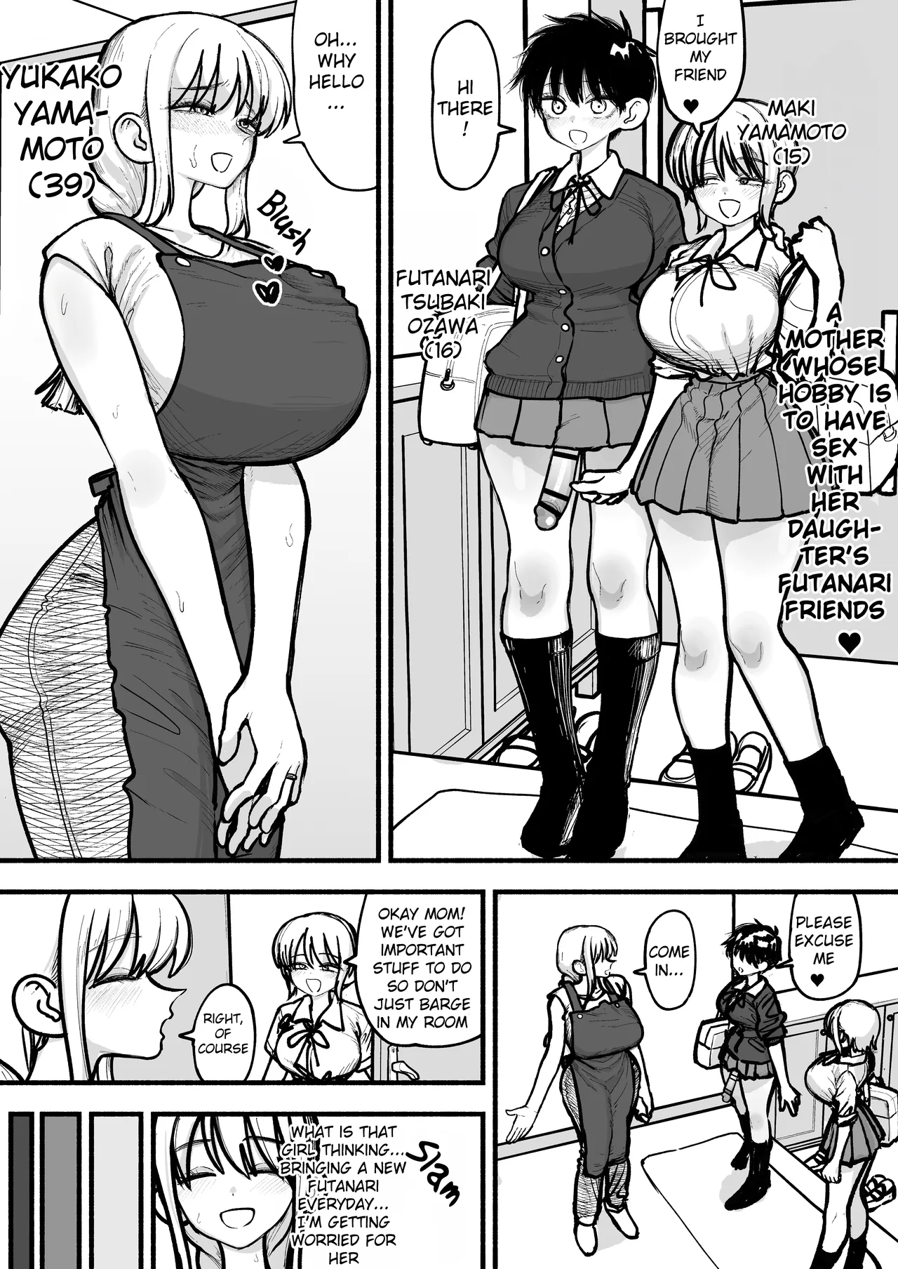 Musume no Futanari Tomodachi to Koubi suru no ga Shumi no Mama-san | A mother who's hobby is to have sex with her daughter's Futanari Friends ♥