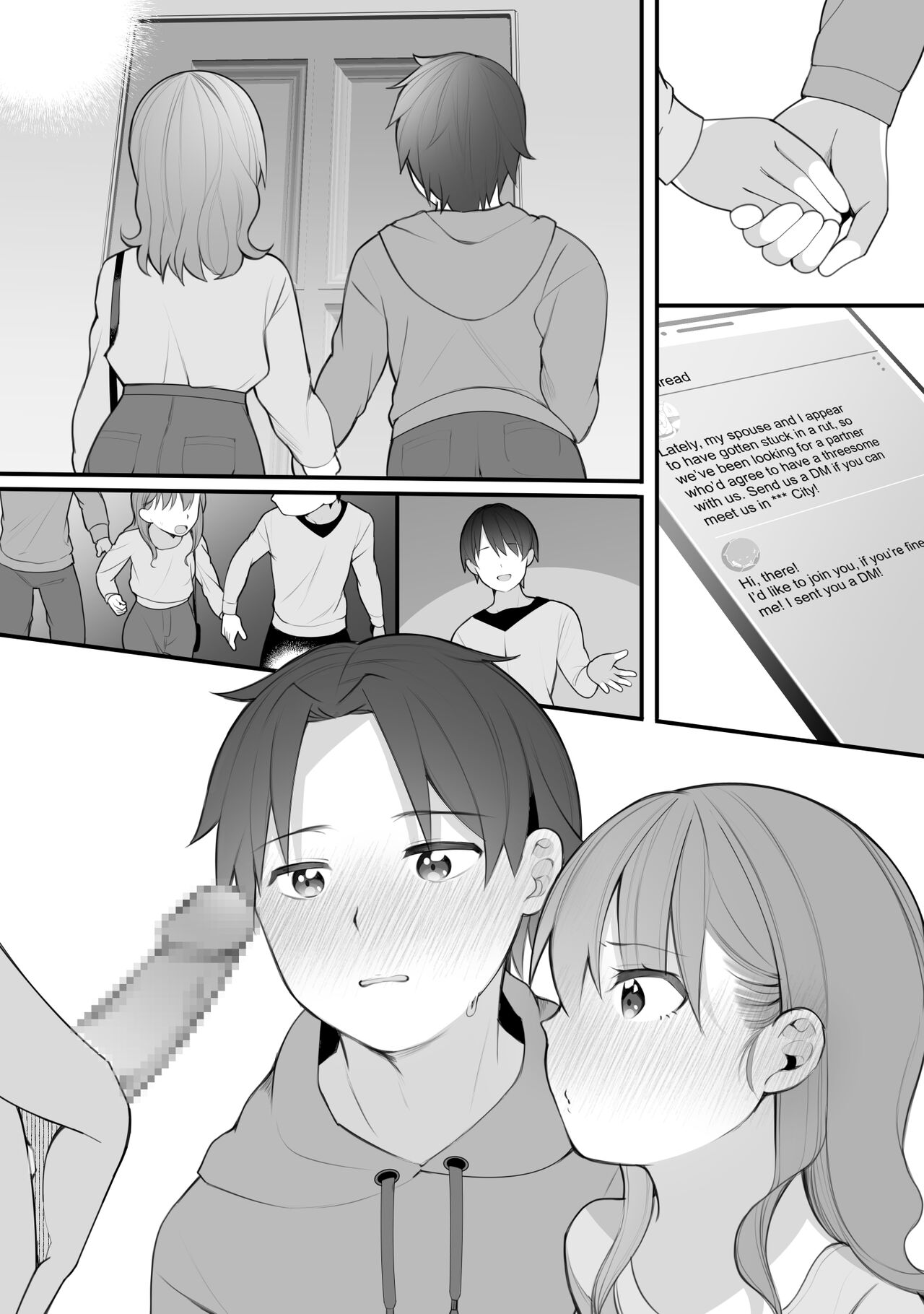 Sex ga Mannerika Shite Kita node 3P Aite o Boshuu shitara Kawaii Kao shita Kyokon Danshi ga Arawarete Danjo Douji ni Okasareru Manga | A stagnant couple banged by a boy with a pretty face and huge dick [English] [Team Rabu2]