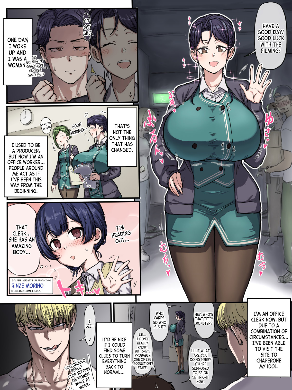 P, who has become a beautiful woman with big tits, immediately falls in love with a handsome man [English] [desudesu]